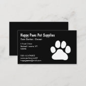White Paw Print on Black - (Custom Text & Colors) Business Card (Front/Back)