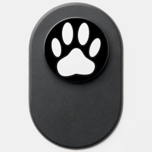 White Paw Print On Black PopSocket