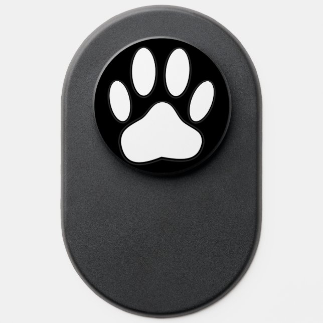 White Paw Print On Black PopSocket (Popsocket)