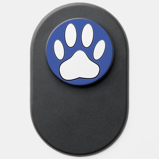 White Paw Print On Blue PopSocket (Popsocket)