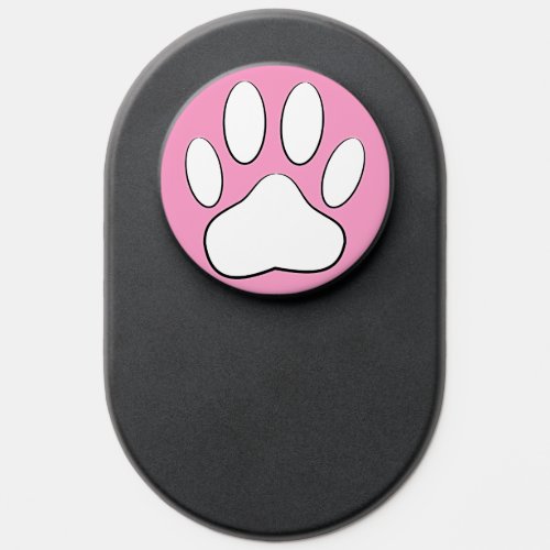 White Paw Print On Pink PopSocket