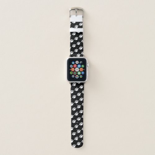 White Paw Print Pattern Apple Watch Band