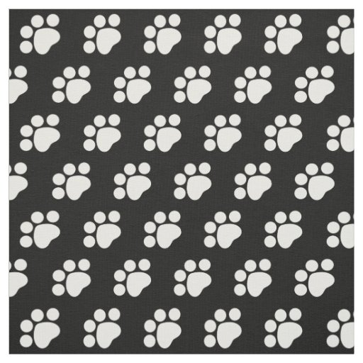 White Paw Print Pattern Fabric