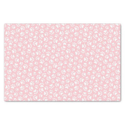 White paw print pattern light pink background tissue paper