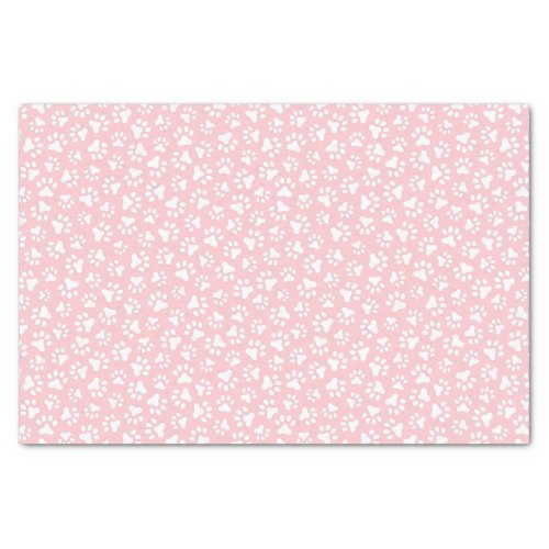 White paw print pattern light pink background tissue paper