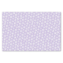 White paw print pattern light purple background tissue paper