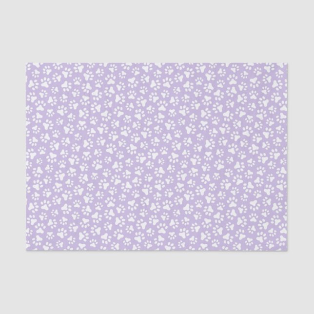 White paw print pattern light purple background tissue paper (Front)