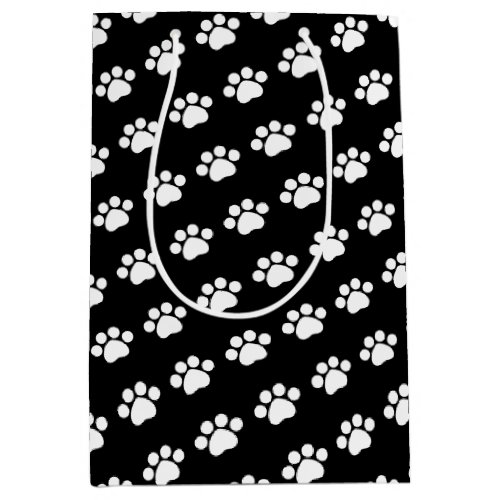 White Paw Print Pattern Medium Gift Bag