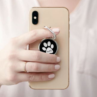 White Paw Print Phone Ring Holder