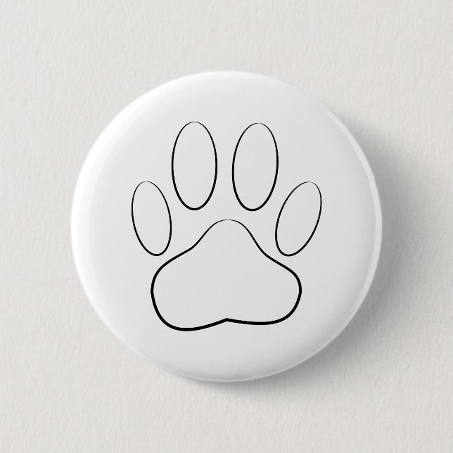 White Paw Print Pinback Button (Front)