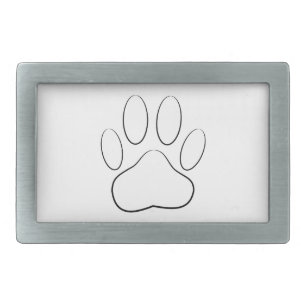 White Paw Print Rectangular Belt Buckle