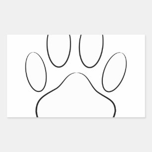 White Paw Print Rectangular Sticker