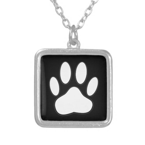 White Paw Print Silver Plated Necklace