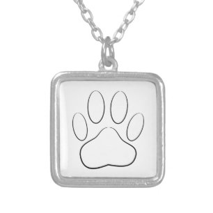 White Paw Print Silver Plated Necklace