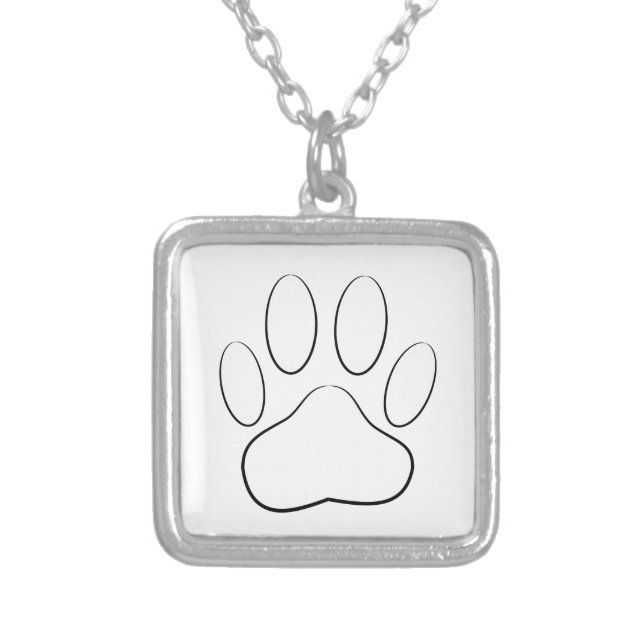 White Paw Print Silver Plated Necklace (Front)