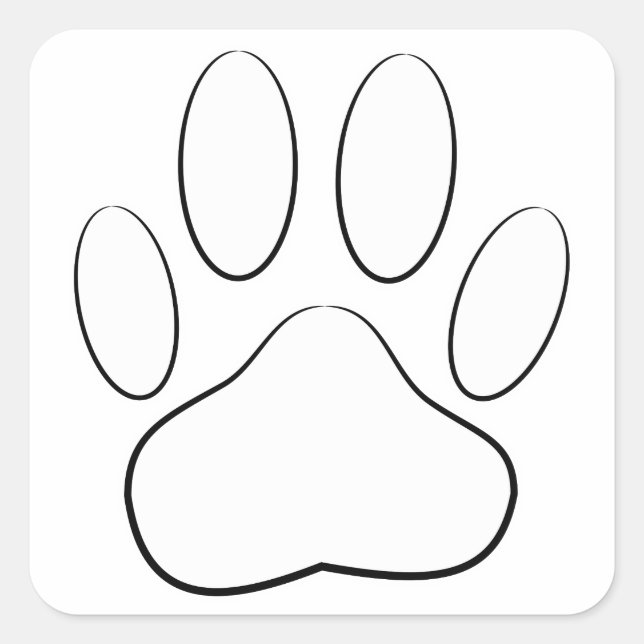White Paw Print Square Sticker (Front)