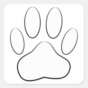 White Paw Print Square Sticker