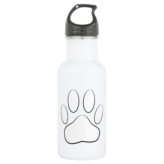 White Paw Print Stainless Steel Water Bottle (Front)