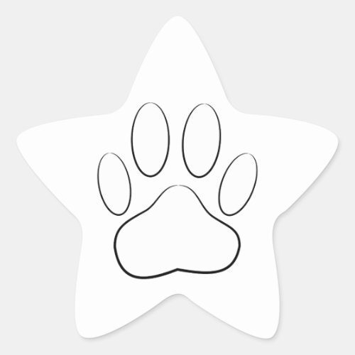 White Paw Print Star Sticker