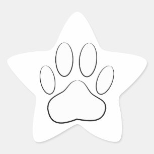 White Paw Print Star Sticker