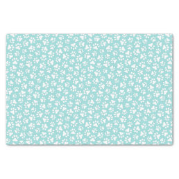 White paw prints aqua blue or any color background tissue paper