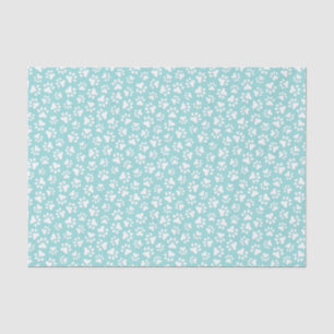 White paw prints aqua blue or any color background tissue paper