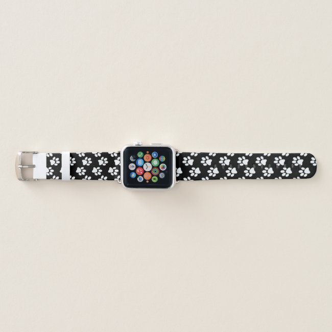 White Paw Prints Design Apple Watch Band