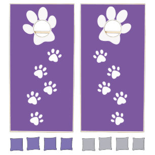 White Paw Prints Design Cornhole Set