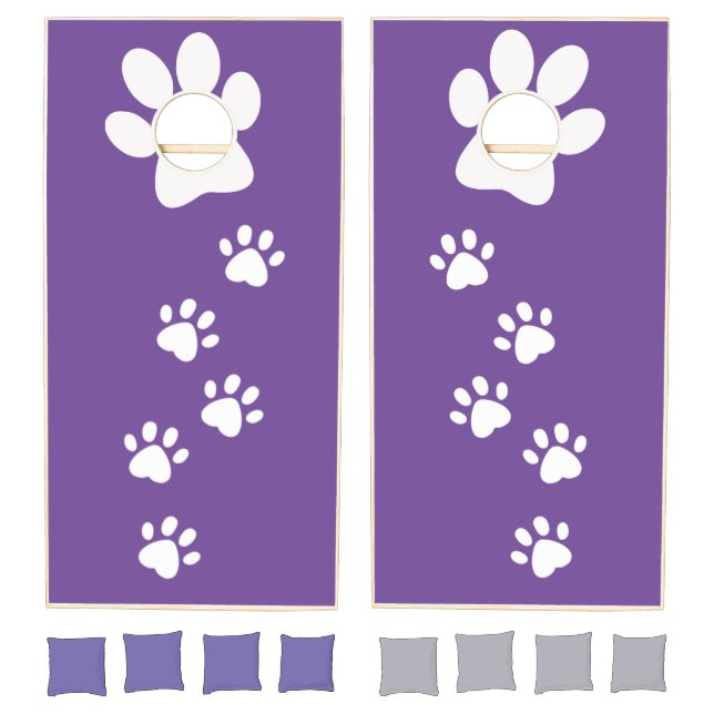 White Paw Prints Design Cornhole Set (Set)