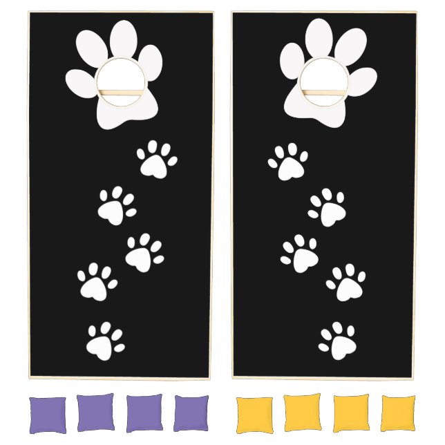 White Paw Prints Design Cornhole Set (Set)