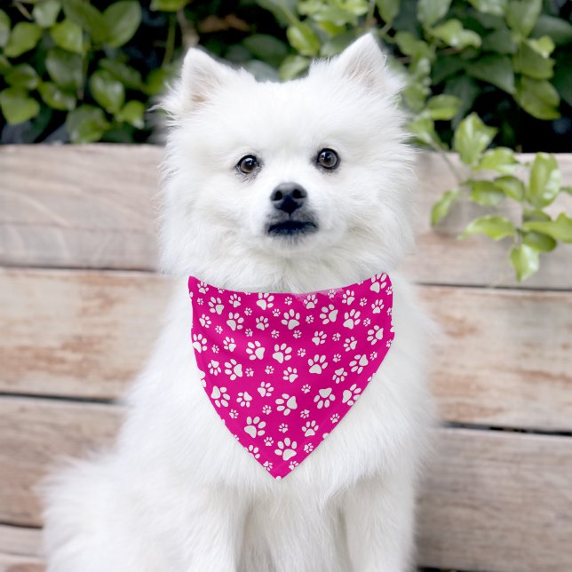 White Paw Prints Design Pet Bandana Collar (Dog)