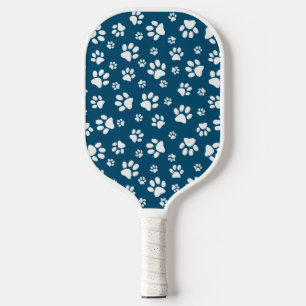 White Paw Prints Design Pickleball Paddle