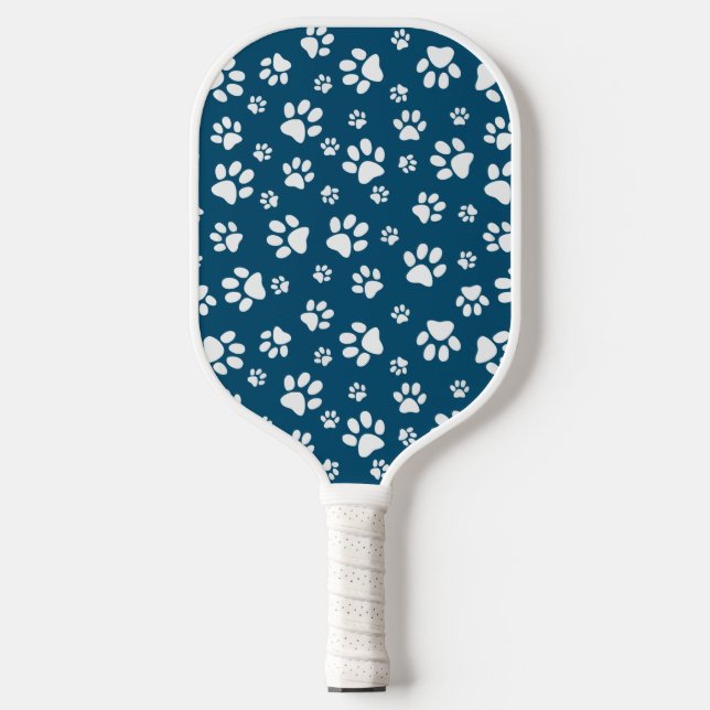 White Paw Prints Design Pickleball Paddle (Front)