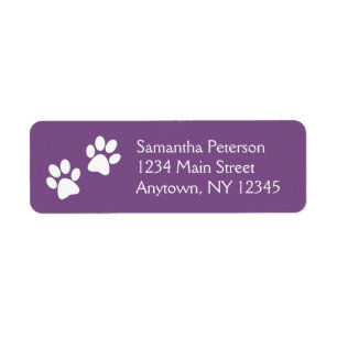 White Paw Prints Design Return Address Labels