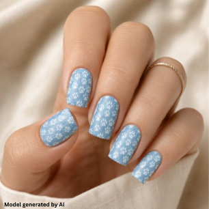 White Paw Prints on Blue – Rustic Pet Lover Minx Nail Art