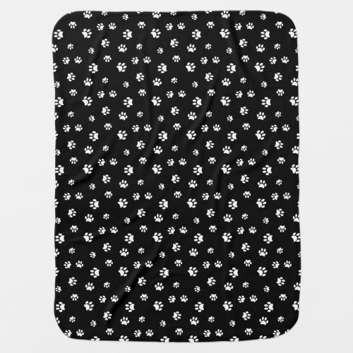 White Paw Prints Pattern Baby Blanket