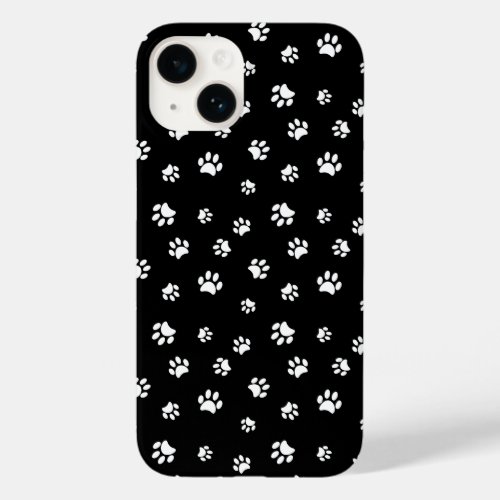 White Paw Prints Pattern Case_Mate iPhone 14 Case