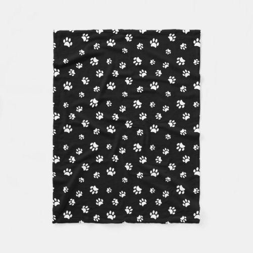 White Paw Prints Pattern Fleece Blanket