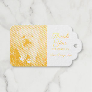 White Paw Prints Pink Pet Photo Thank You Foil Gift Tags
