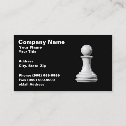 White Pawn Chess Piece on Black Background Business Card