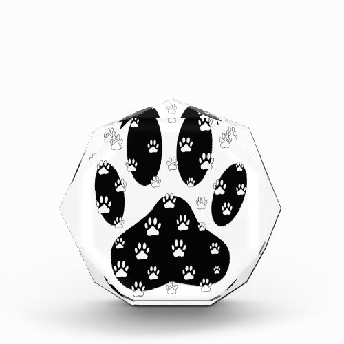 White Paws On Black Paw Print Acrylic Award