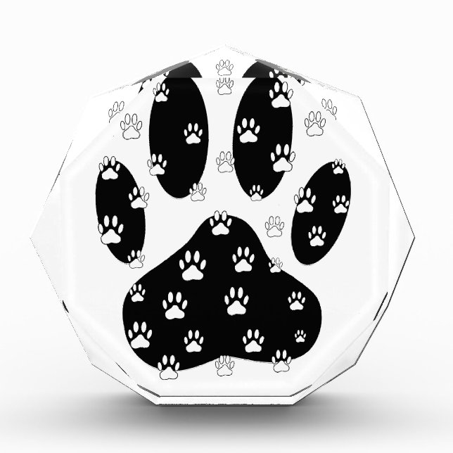 White Paws On Black Paw Print Award (Front)