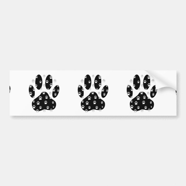 White Paws On Black Paw Print Bumper Sticker (Front)