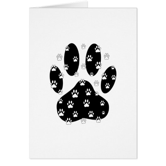 White Paws On Black Paw Print Cards (Front)