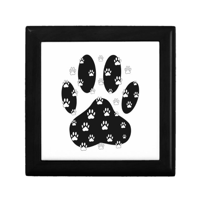 White Paws On Black Paw Print Jewelry Box (Front)