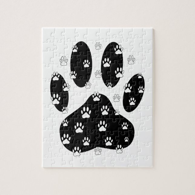 White Paws On Black Paw Print Jigsaw Puzzle (Vertical)