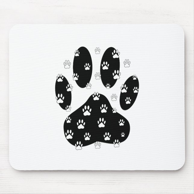 White Paws On Black Paw Print Mouse Pad (Front)