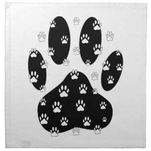 White Paws On Black Paw Print Napkin