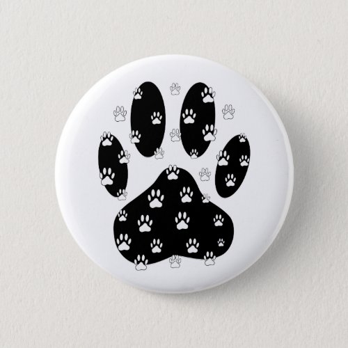 White Paws On Black Paw Print Pinback Button