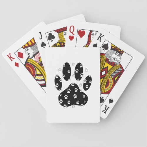 White Paws On Black Paw Print Poker Cards